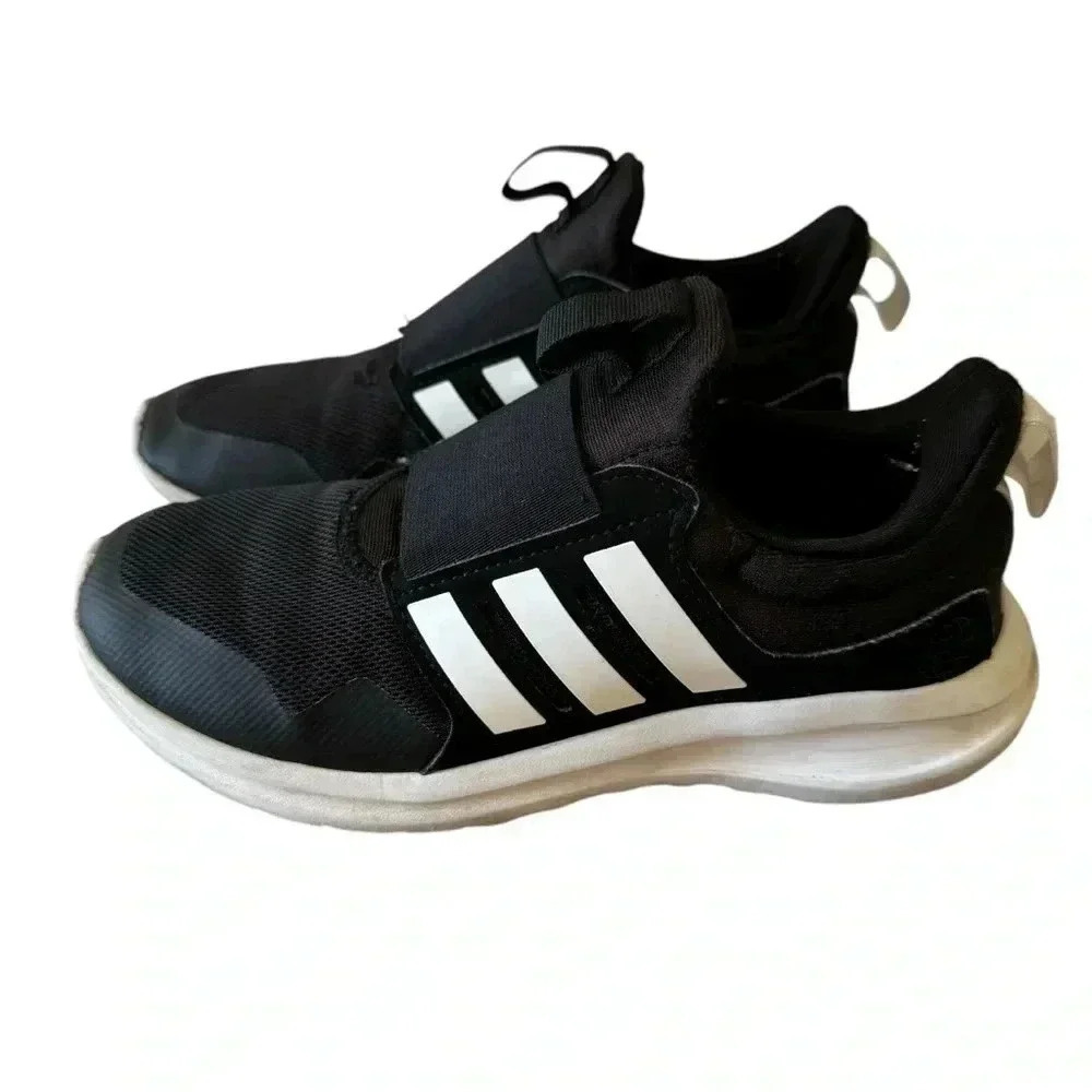 Adidas  Boys Activeride 2.0 Sporty Running Black White Stripes Shoes Sz 3